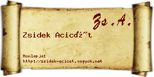 Zsidek Acicét névjegykártya